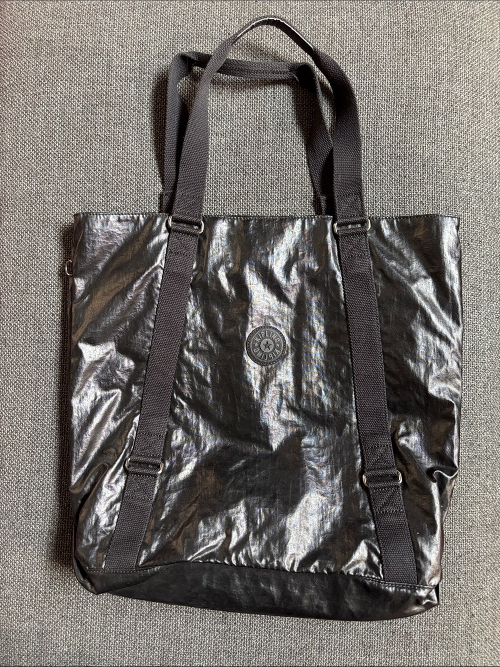 NWOT Kipling Black Shiny Nylon Tote
